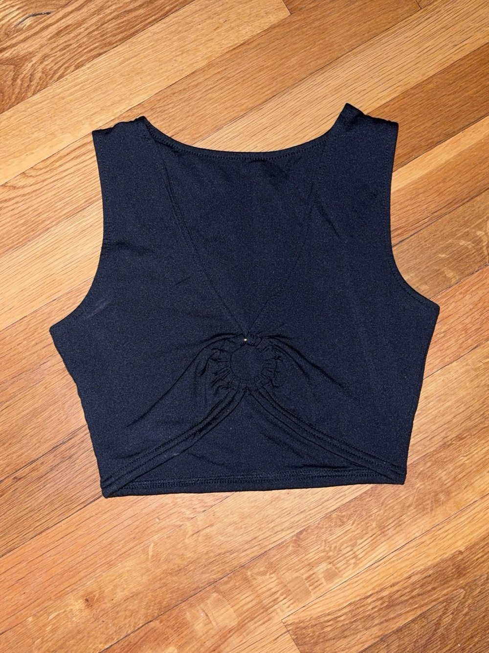 Fashion Nova Black Sleeveless Ruched Front Crop Top